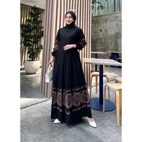 Gamis Twill Ori Motif Kaligrafi Terbaru Dress Muslim Wanita 