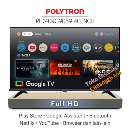 smart tv dan google android tv led Polytron 40 inch digital PLD40CV8969 PLD40RG9059