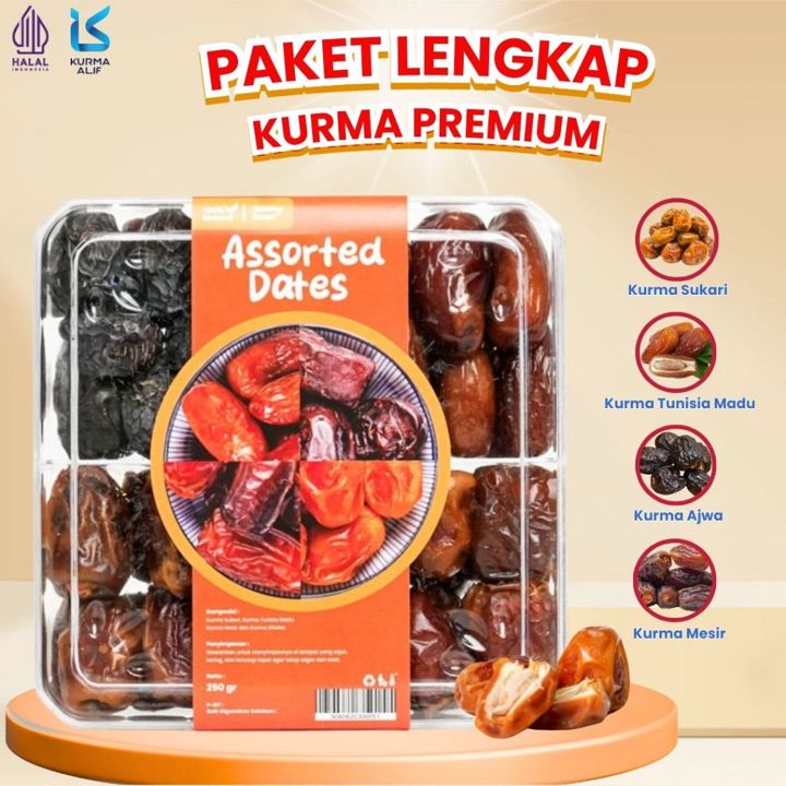 Kurma Assorted 4 in 1 Kurma Sukari Kurma Ajwa Kurma Tunisia Madu Oleh Oleh Haji Umroh Cocok untuk Hampers
