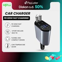 UPLU Pengisi Daya Mobil 120W Super Cepat USB Type C & Lightn