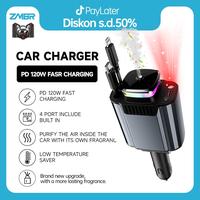 Charger Mobil 5-in-1 Pengisian Cepat PD 120W Desain Dapat Di