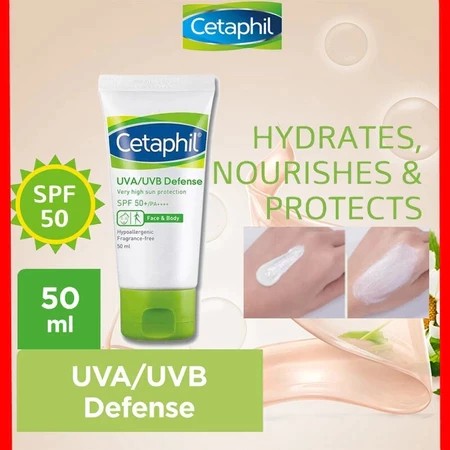 Cetaphil UVA/UVB Defense sunscreen SPF50+ PA++++ 50ml Tabir Surya Sunblock untuk Perawatan Wajah