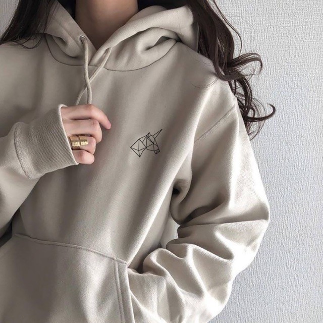 Thesilversky Unicorn Logo Hoodie Beige