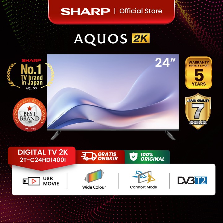 SHARP Digital TV 2K 24 Inch - 2T-C24HD1500I - USB Movie - Wi