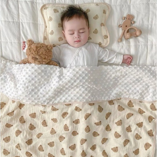 ULTRA Selimut Bayi Bamboo Bubble 100x110cm / Selimut Bayi Korea Minky Stitches Cotton Dot Muslin Jepang Bamboo / Newborn Infant Baby Cotton