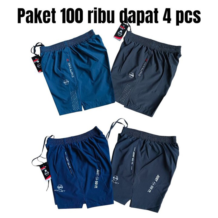 Paket 100ribu dapat 4pc Celana pendek running pria gym jogging volly futsal