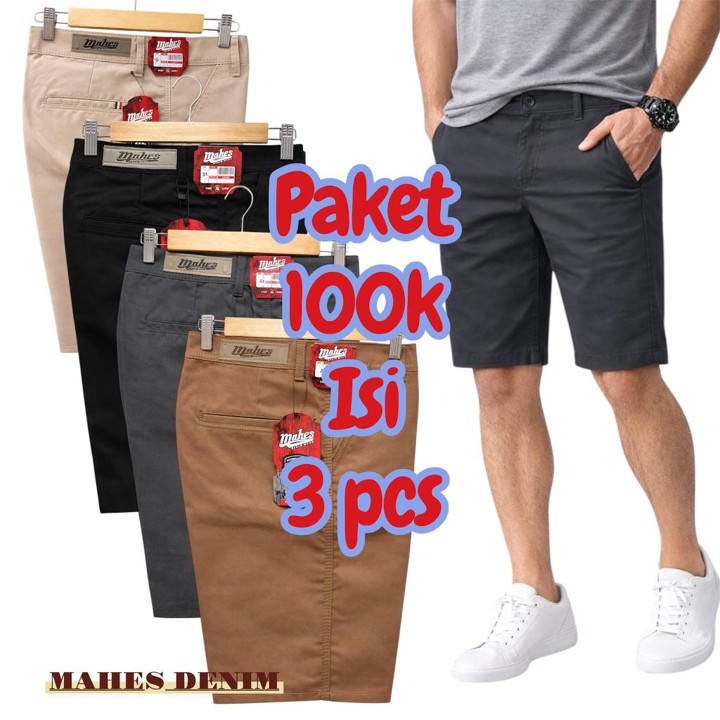 PAKET 3 PCS Celana pendek pria / laki laki chinos distro premium