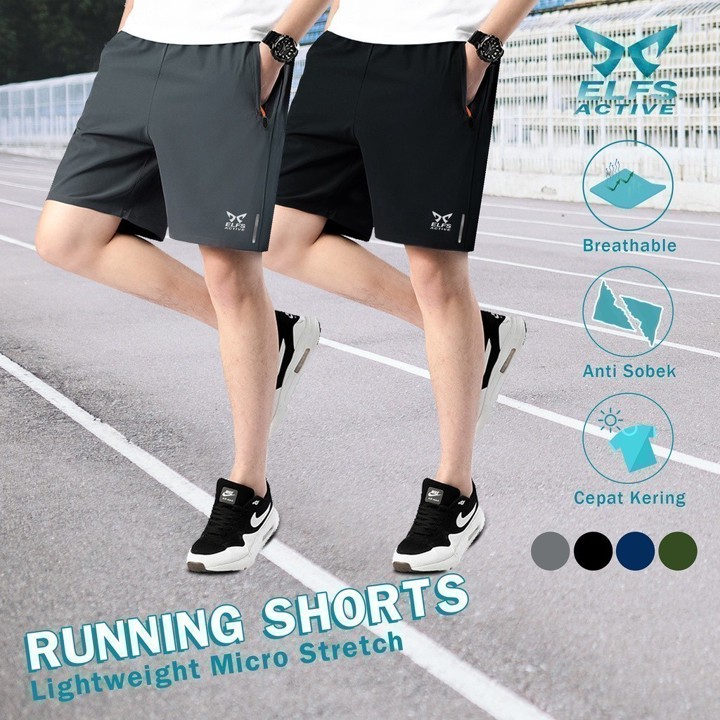Elfs Active Running Shorts - Celana Pendek Ringan Lari Jogging Marathon