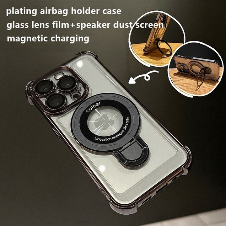 case for iphone 11 12 13 14 15 16 pro max plus case magnetis pelapisan empat airbag sudut anti-jatuh dudukan casing ponsel