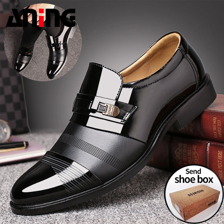 Sepatu Pantofel Bahan Kulit Ukuran Besar untuk Pria/Bisnis Dengan kotak sepatu Pantofel 2046