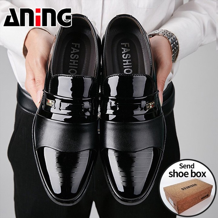 Sepatu Pantofel Bahan Kulit Ukuran Besar untuk Pria  Bisnis Dengan kotak sepatu