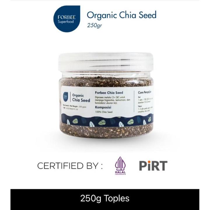 Chia Seed Organic Premium Forbee 500g & 250g | Superfood Alami Kaya Serat, Asam 