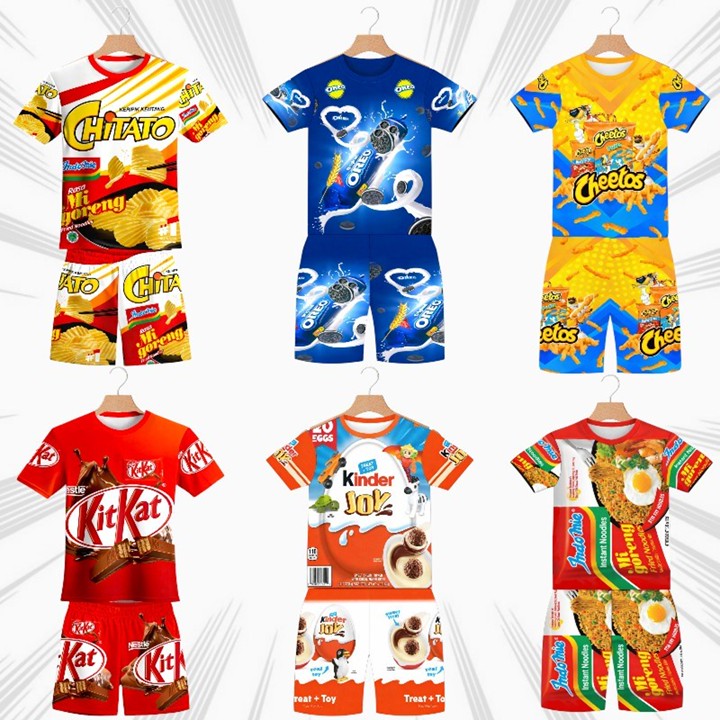 Setelan Baju Jersey Harian Anak Limited Edition Kitkat Indomi Cheetos Untuk Usia