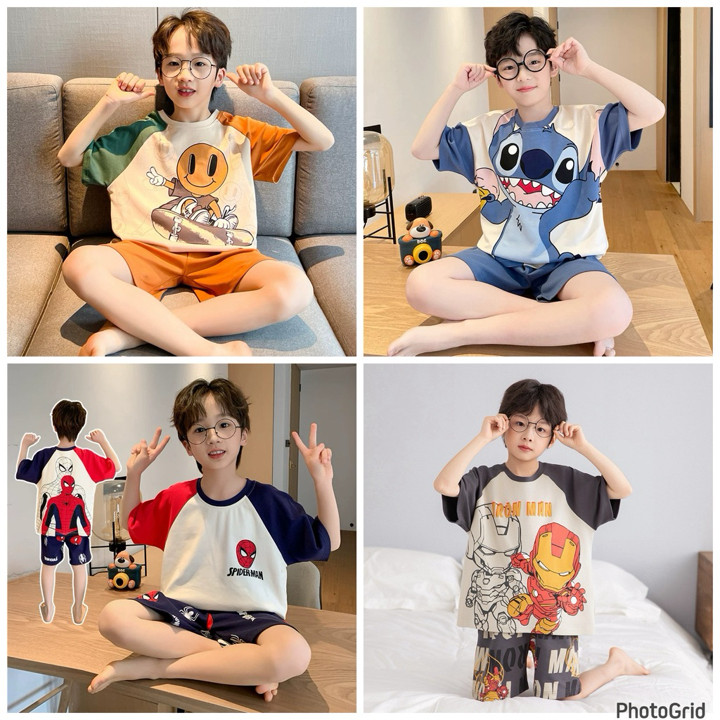 SETELAN ANAK SPIDERMAN IRONMAN STITCH UNTUK USIA 3-10 TAHUN