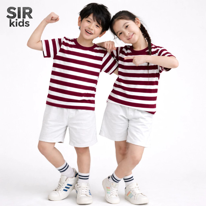 SIR KIDS - Stelan Kaos Stripe COMBO Series Anak Laki-Laki Perempuan Lengan Pende