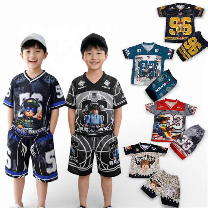 SETELAN ANAK LAKI LAKI 1-11 TH KAOS JERSEY KARAKTER KARTUN FULL PRINTING