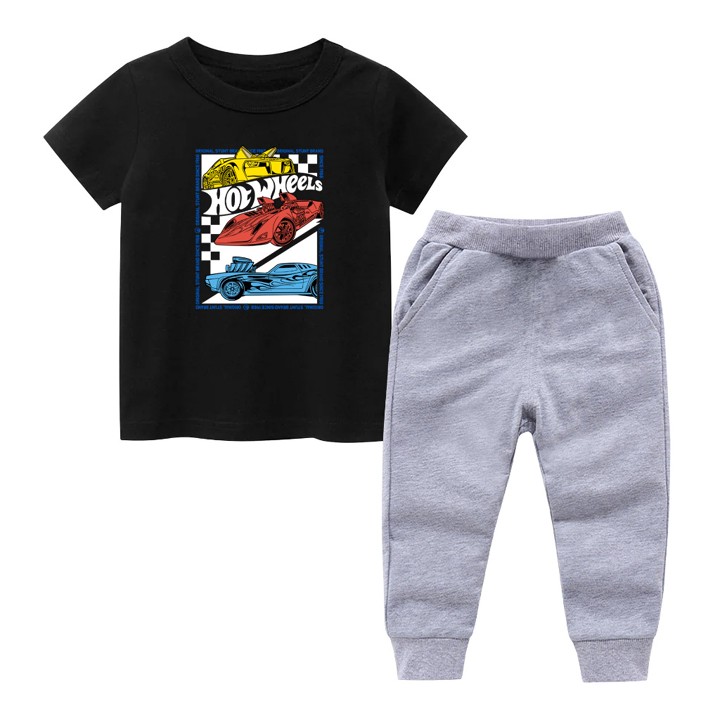 Setelan Anak Laki-Laki Jogger Panjang & Kaos Lengan Pendek Golden1978 1-12 Tahun