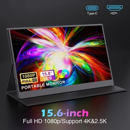 Portable Monitor for Laptop 15.6'' 1920*1080P 4K FHD IPS Display Portable Monito
