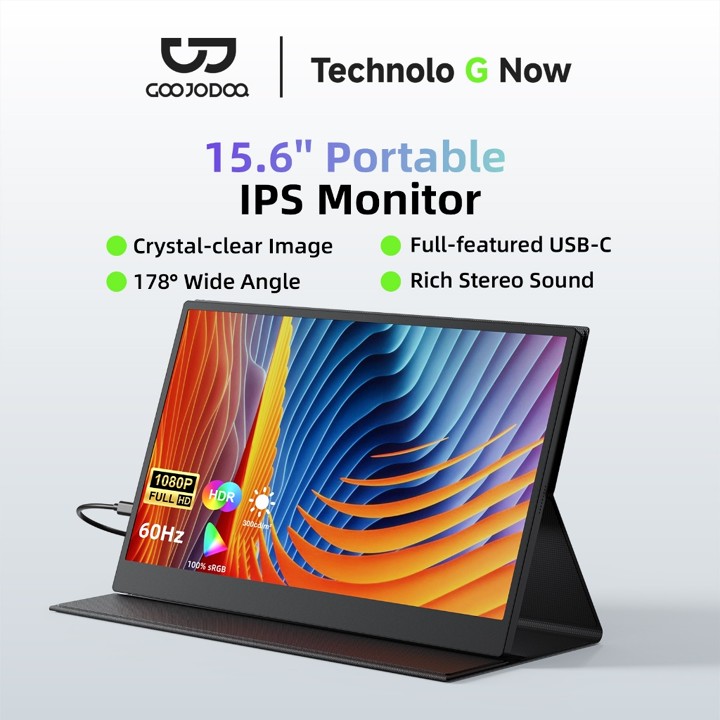 GOOJODOQ Portable Monitor for Laptop 15.6'' 1920*1080P 4K FHD IPS Display Portab