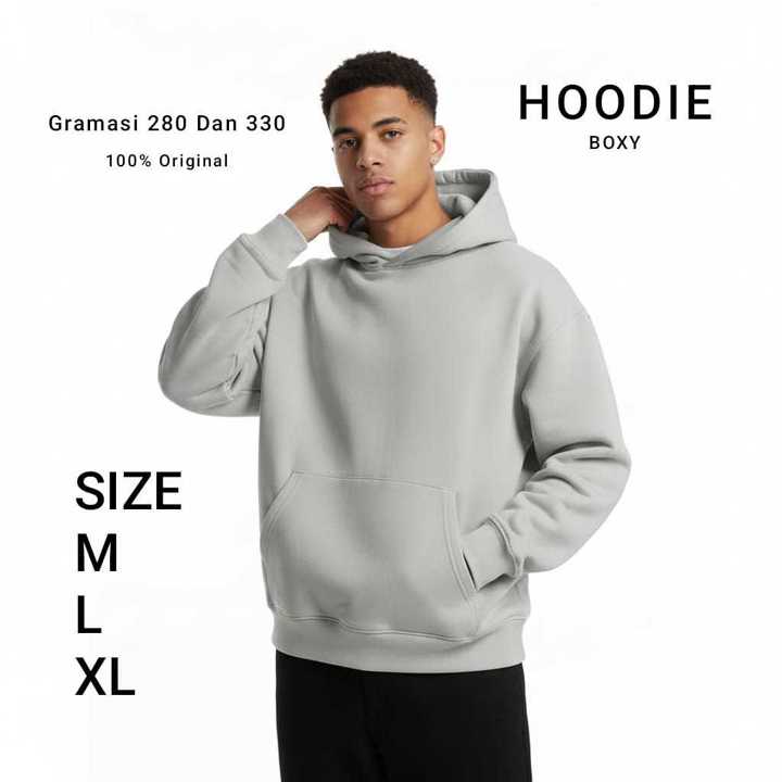 Hoodie Boxy Basic Oversize Uniseks Gramasi 280 Dan 330 Fullcoton Size M L XL