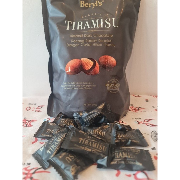 Beryl's Tiramisu Almond Dark Chocolate ECER 1 pcs / Coklat Diet Camilan Sehat / 