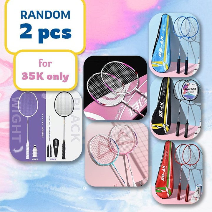 Raket Badminton Original RANDOM 2 pcs raket Bulu Tangkis Racket Olahraga Pertand