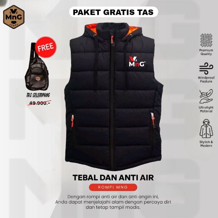 MnG Rompi Motor Pria Dewasa Polos Pelindung Dada Tebal Waterproof Anti Air dan A