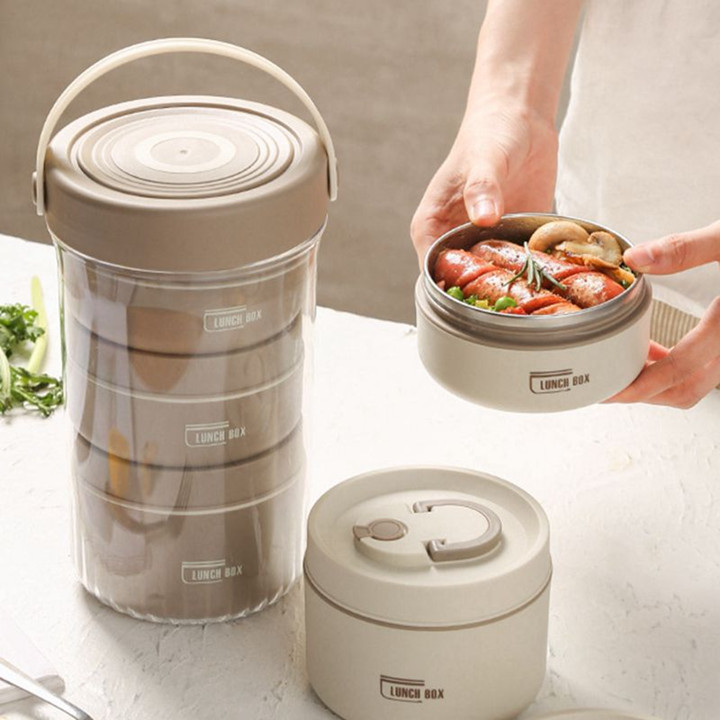 【Ready stok】Kotak makan siang stainless steel, kotak makan siang 3 tingkat yang 