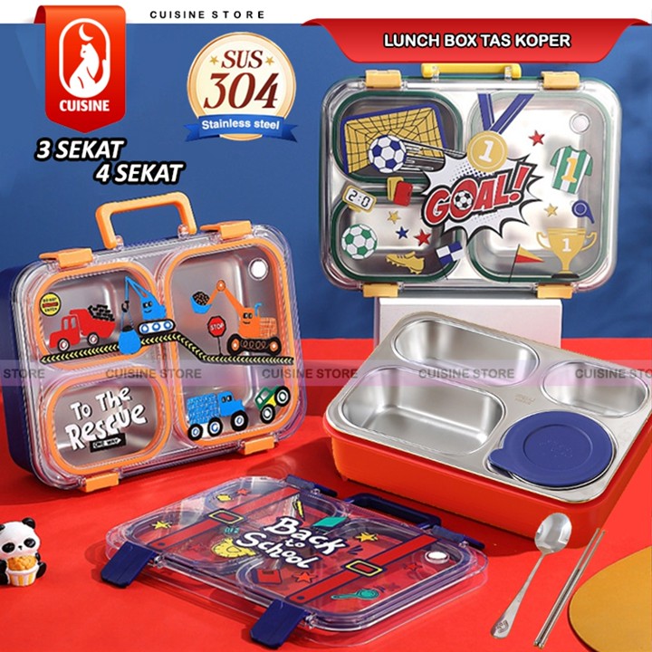 Lunch Box Anak Laki - Laki  Model Tas Kotak Makan Anti Campur Gambar Excavator C