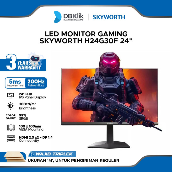 Monitor Gaming SKYWORTH H24G30F 24" IPS FHD 200Hz 5ms HDR10 HDMI DP