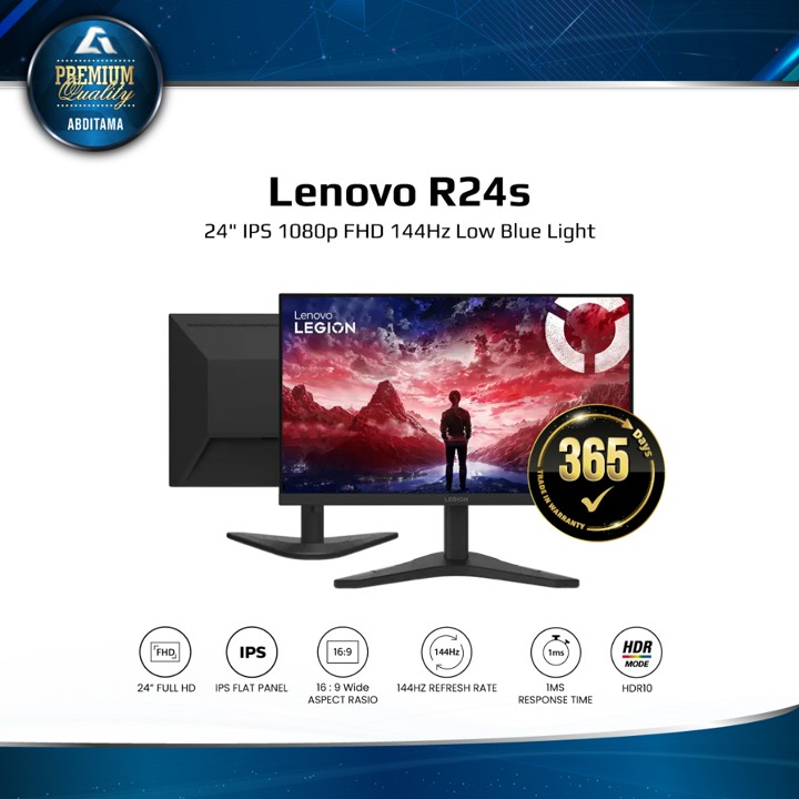 LENOVO R24S 24" IPS FHD 1080p 144Hz 1ms 99% sRGB HDMI2.1x1 DP1.2x1 HDR10 Vesa 10