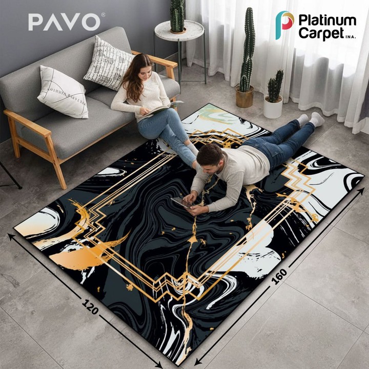 Karpet Lantai 120x160 Anti Slip Kamar Tidur Minimalis Pavo Polyester Silk Halus 