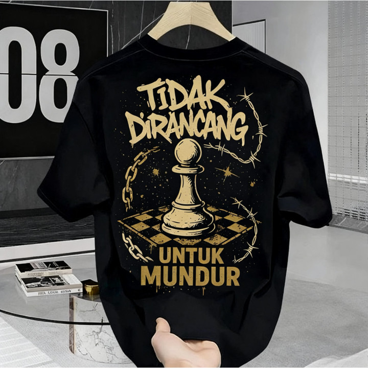 [Outlets 24S Katun 100% ]Kaos Catur Pion dengan Teks Motivasi Baju Pria Wanita U