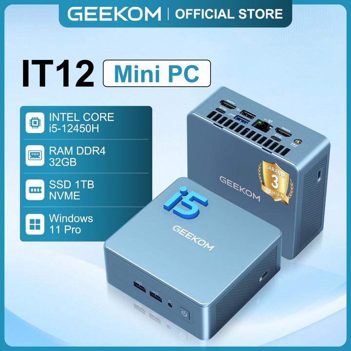 GEEKOM Mini PC IT12 3 Year Coverage Intel i5 12450H Mini Computers RAM 32GB 1TB 