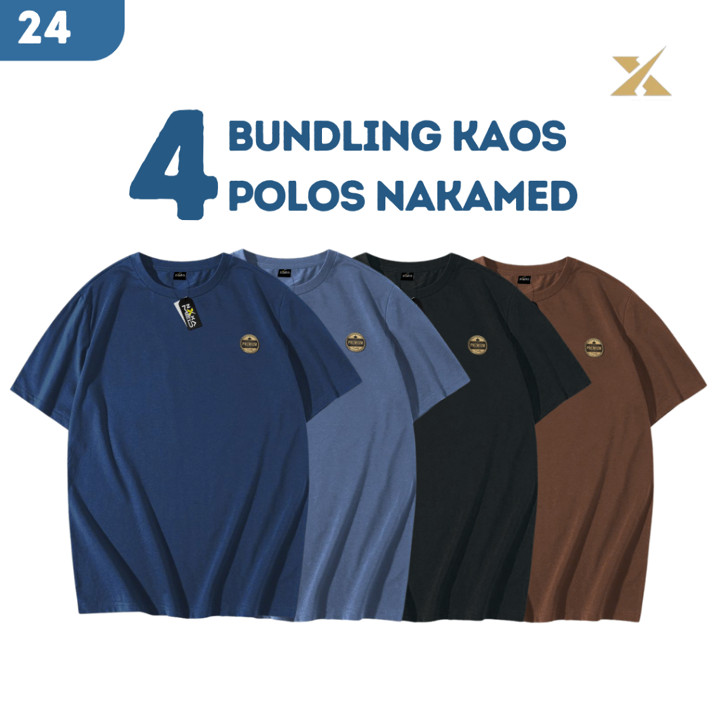 Nakamed - Paket 4pcs 100ribu Kaos Polos Pria Distro Nakamed Premium Quality Poll