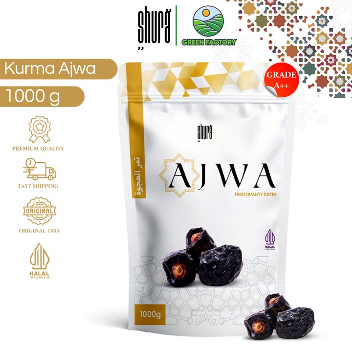 Shura Kurma Ajwa Kurma Nabi 1kg Kemasan Pouch Asli Madinah Lembut Original Premi
