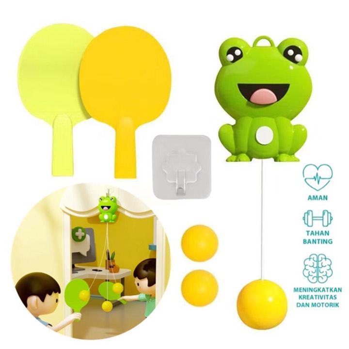 Mainan Anak Bola PingPong Katak Gantung Latihan Tenis Tanpa Meja Tennis Ball Trainer