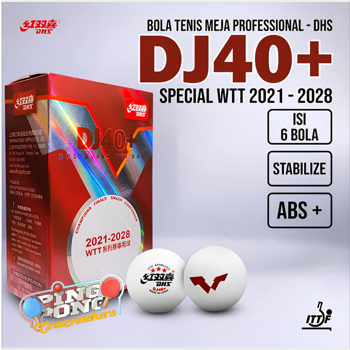 DHS WTT 3-Star DJ40+ Ball-Bola Pingpong Tenis Meja World Table Tennis
