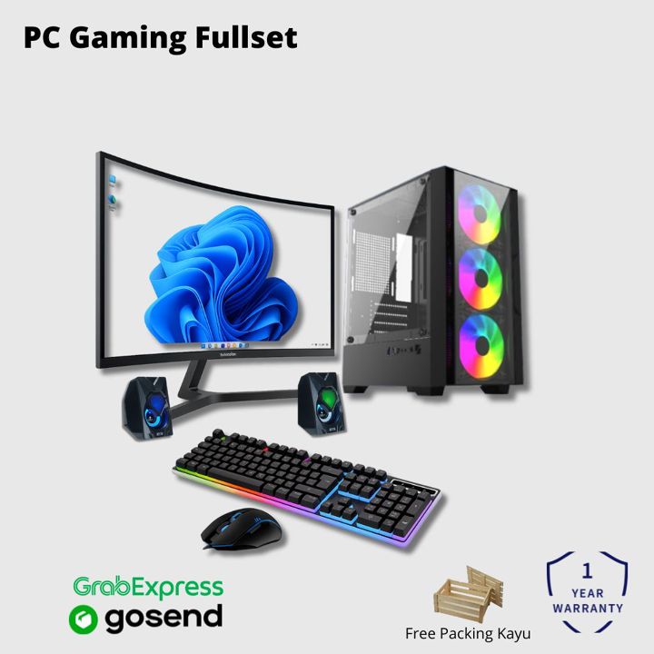 PC Gaming core I5 Ram 16gb  Vga 4 gb  Hdd 500 gb monitor 19 " editing fullset Si