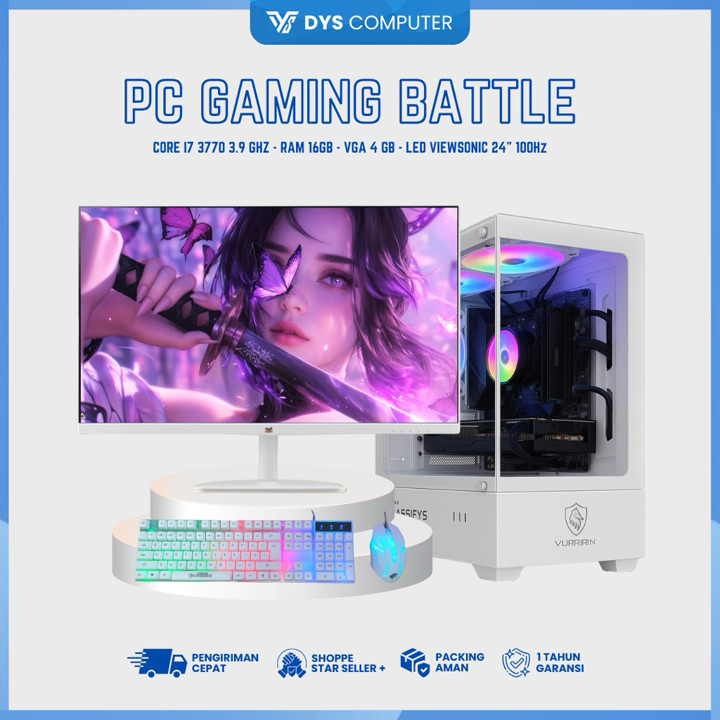 PC I7 Fullset Gaming Editing I7 / 16GB / 500GB / SSD LED 24" 100Hz Full HD Battl