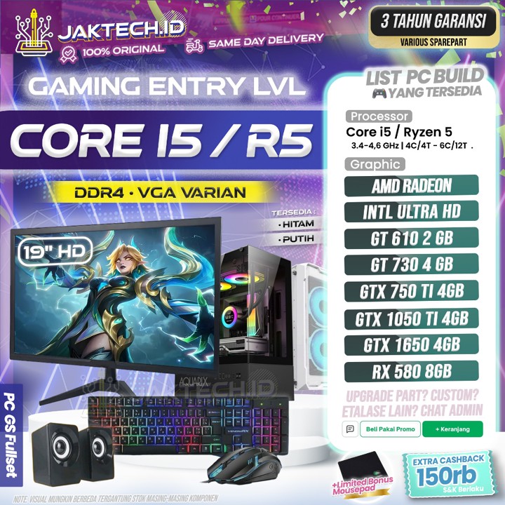 PC Gaming Ryzen 5 5600G 5500GT / Ryzen 3 / Core i5 6500 Gen 6 / 16 GB / SSD / GT