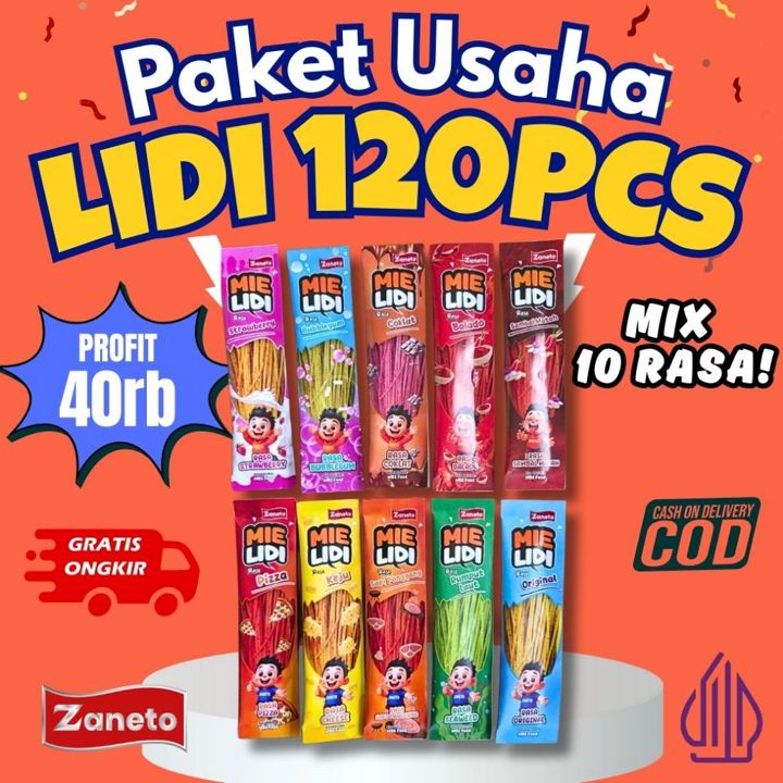 [Terlaris] Paket Usaha Mie Lidi 120 pcs - Rasa Gurih/Pedas/Manis/Mix - Lidi Bias