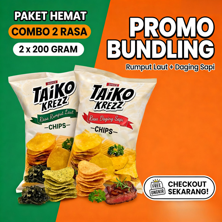 [2 bungkus] COD Cemilan Taiko Krezz Chips Guripang Keripik Kentang Snack Lebaran