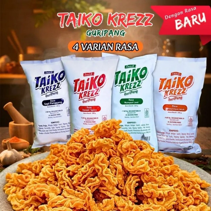 (HALAL)COD RASA BARU!Cemilan Snack makanan Taiko Krezz Guripang 500g/1000g jajan