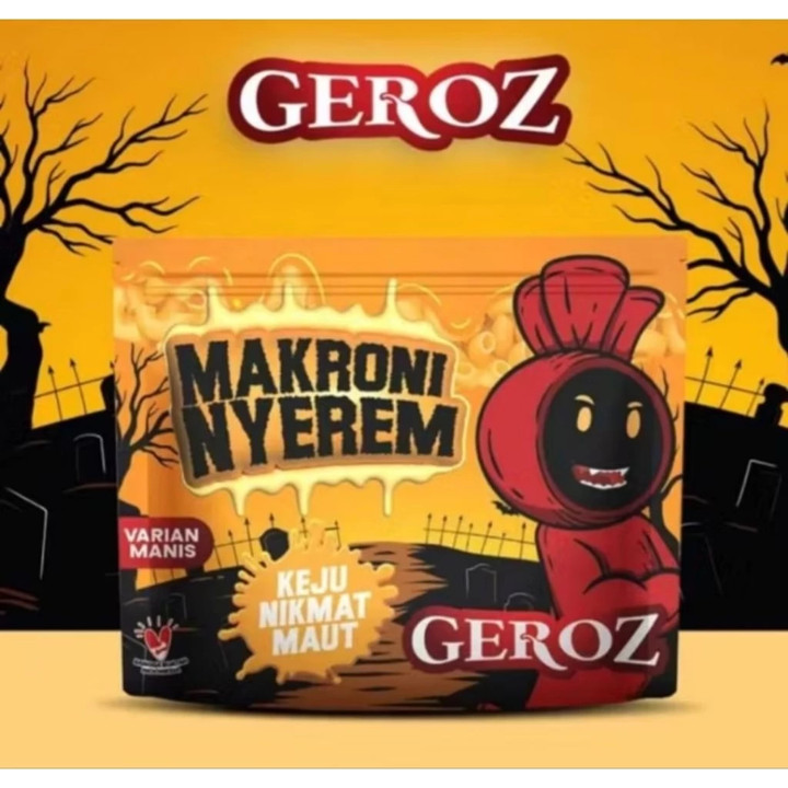 Ready Sok GEROZ MAKRONI NYEREM Pedas & Manis Camilan Viral HALAL