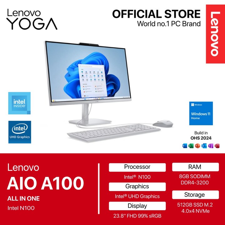 LENOVO AIO A100 N100 8GB 512GB W11 23.8FHD GRY -59ID