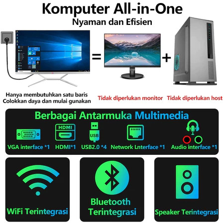 DELL Komputer Full PC All-in-One Baru Terbaru HD Super Tipis Intel Core i3/i5/i7