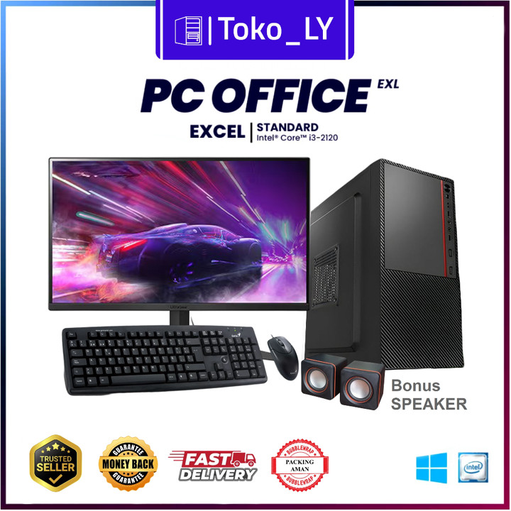 Komputer Full Set Murah Intel Core i3 Ram 8GB SSD 256GB HDD 500GB LED 19" Cocok 