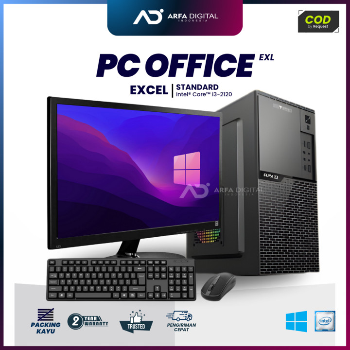 Komputer Full Set Murah Intel Core i3 Ram 8GB SSD 256GB HDD 500GB LED 19" Cocok 