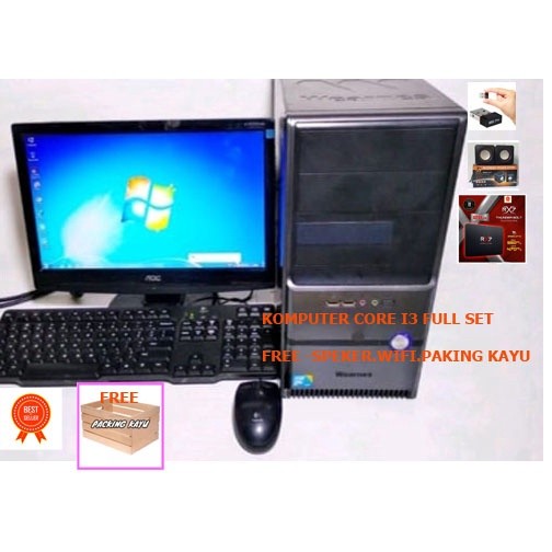 komputer core i3 fullset siap pakai free os & aplikasi FREE PAKING KAYU
